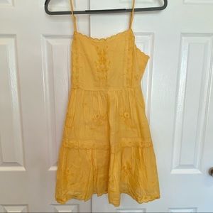 Yellow Embroidered Tank Dress
